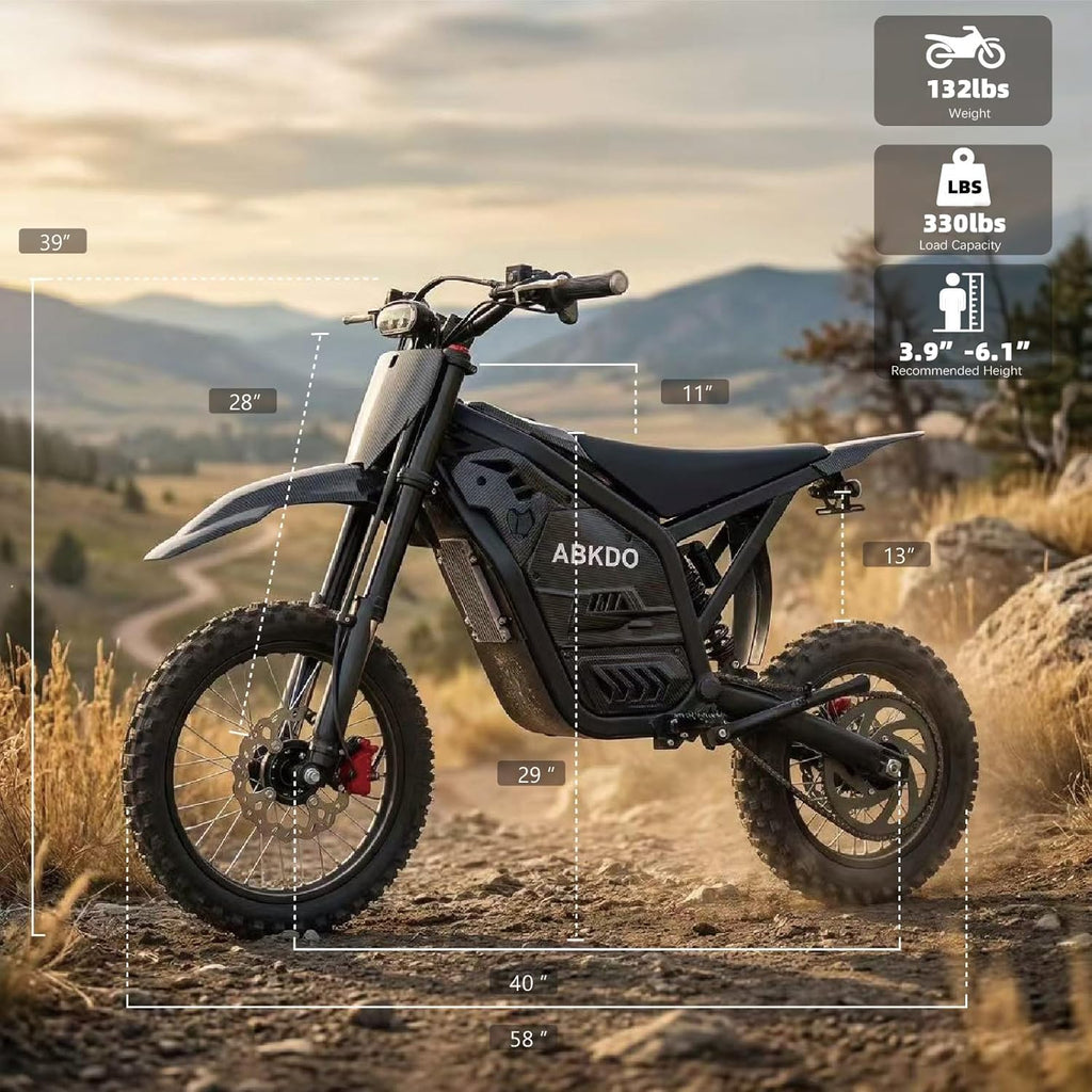 4000W Peak Electric Dirt Bike for Teens Adults, 45 MPH Max Speed, 40 Miles