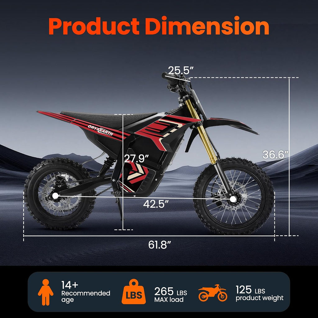 3000W VE-5 Electric Dirt Bike for Adults, 40 MPH Max Speed, E Dirt Bike W/48V