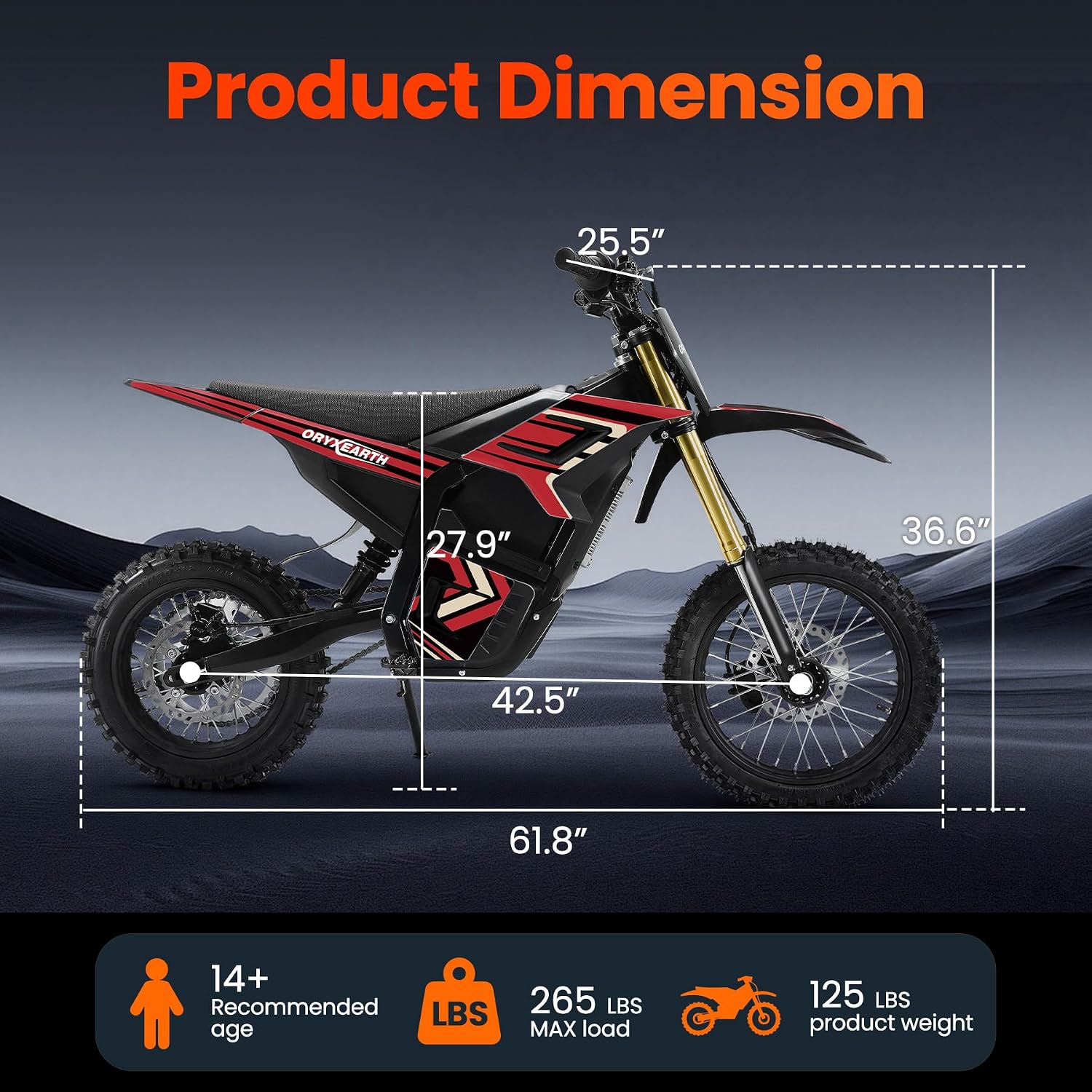 3000W VE-5 Electric Dirt Bike for Adults, 40 MPH Max Speed, E Dirt Bike W/48V