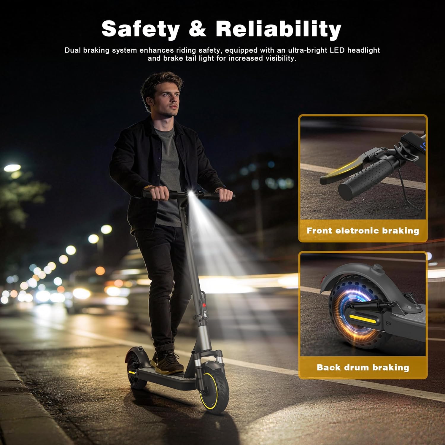 Electric Scooter for Adults，Top Speed 19/22 MPH，Range 19/22/28 Miles，8.5”/10