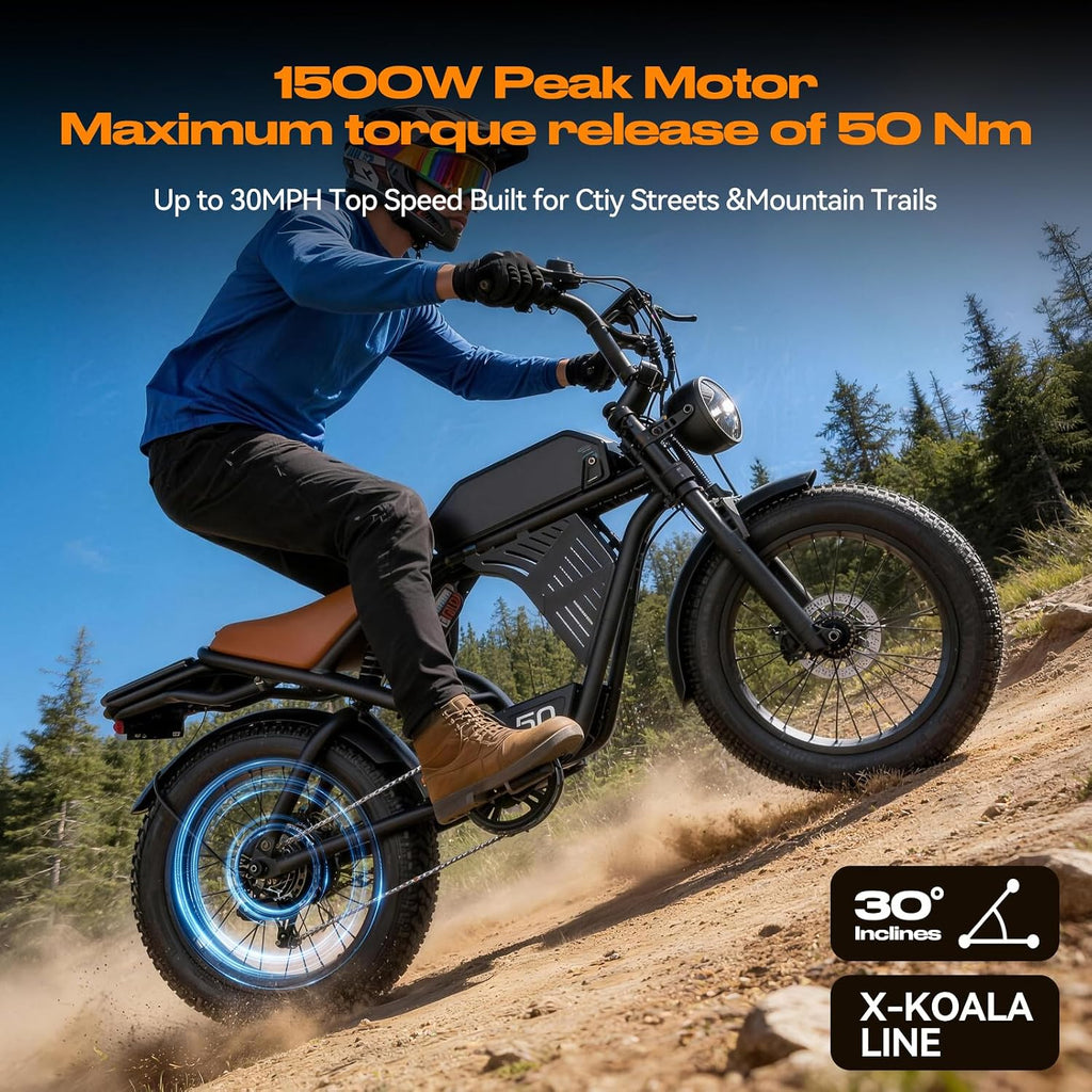 2500W Peak Electric Dirt Bike for Adults,100 Miles,32MPH Off-Road Ebike with 48V 20Ah