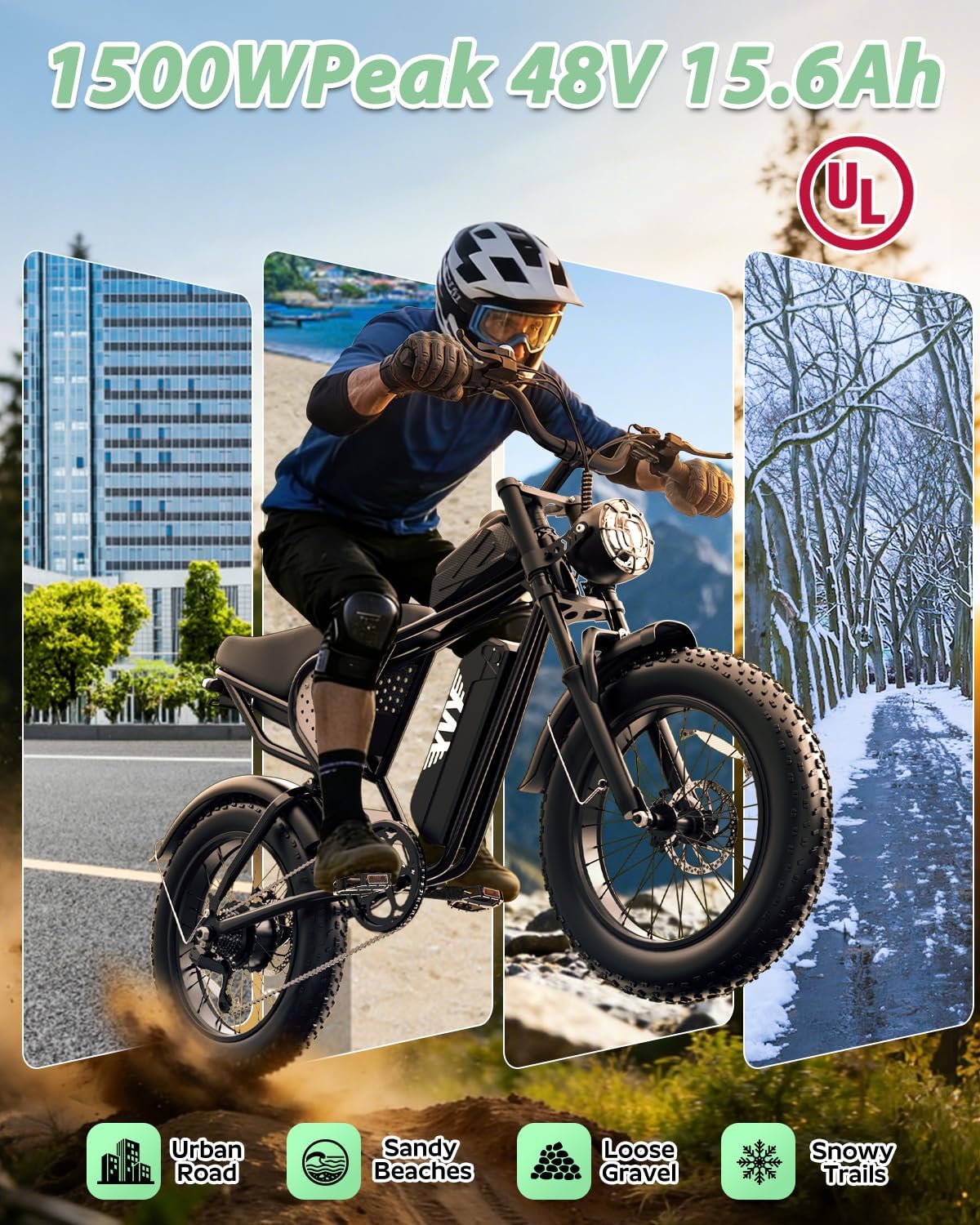Adult Electric Bike 1500W-3000W Peak Motor,