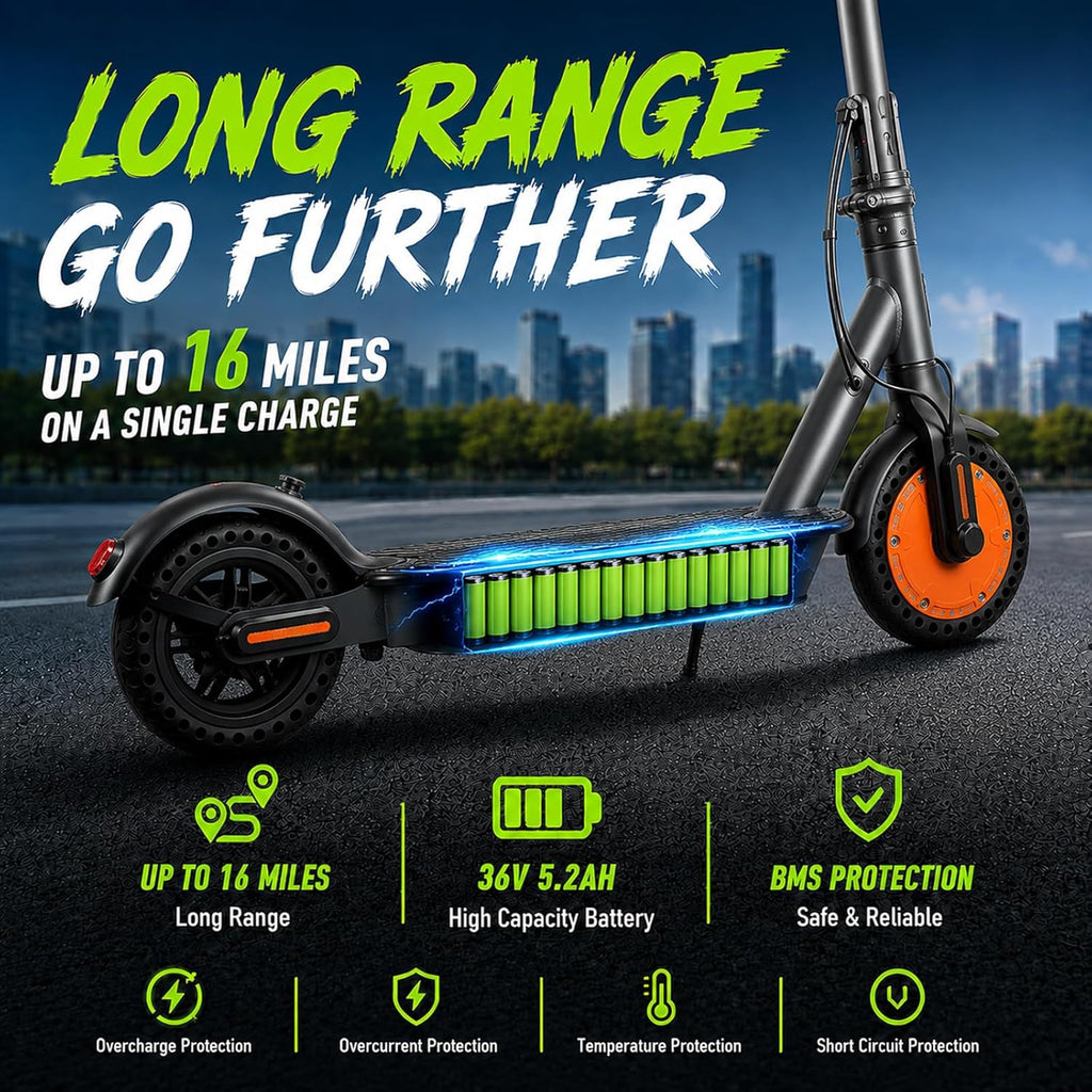 Electric Scooter for Adults, 500W Peak Motor, 12 Miles Long Range, 16 MPH Fast Speed, 8.5