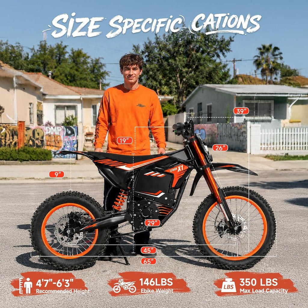 X1 Spark Electric Dirt Bike 4500W, 60V 28.8Ah
