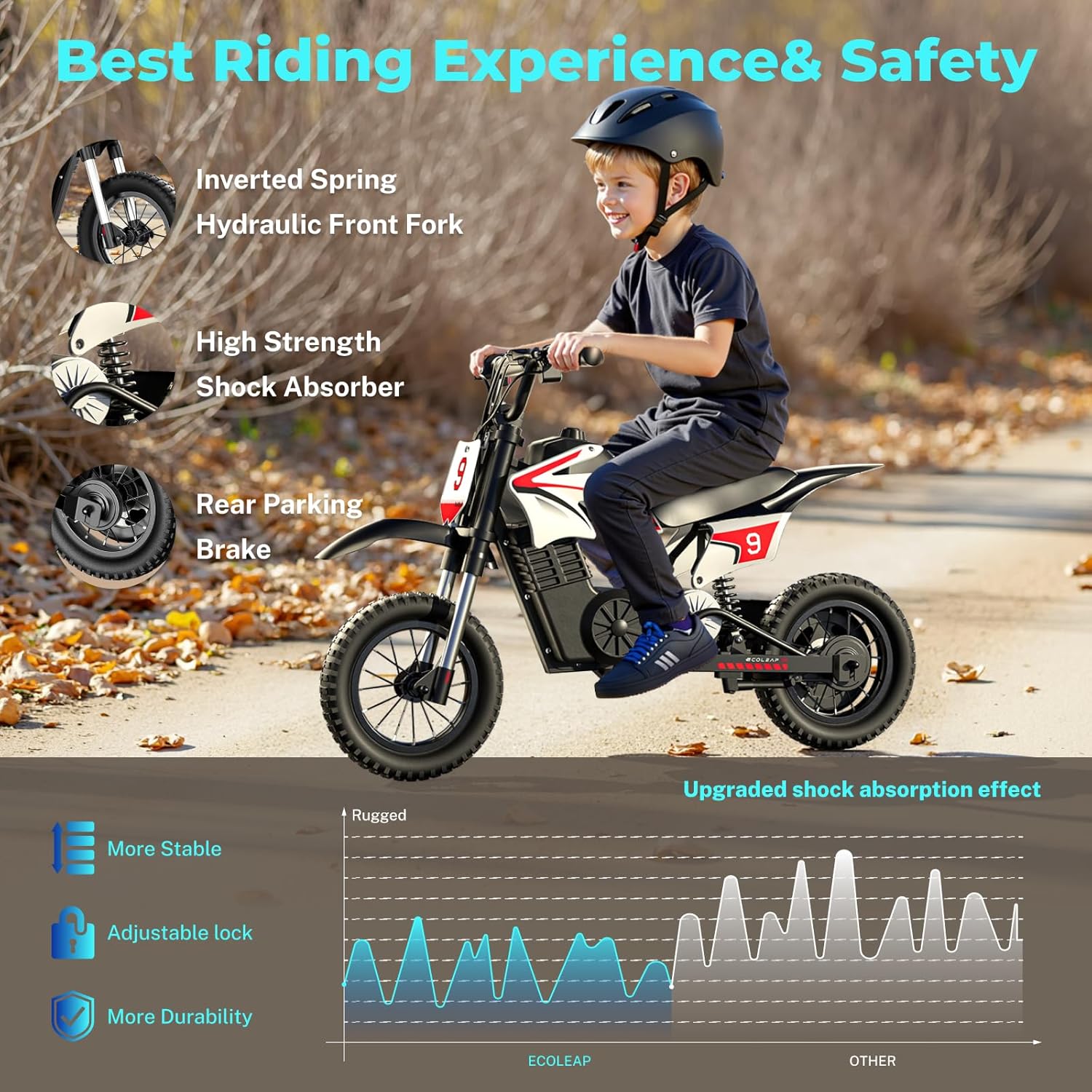 Electric Dirt Bike 36V Motorcycle,16MPH Fast Speed 14 Mile Long