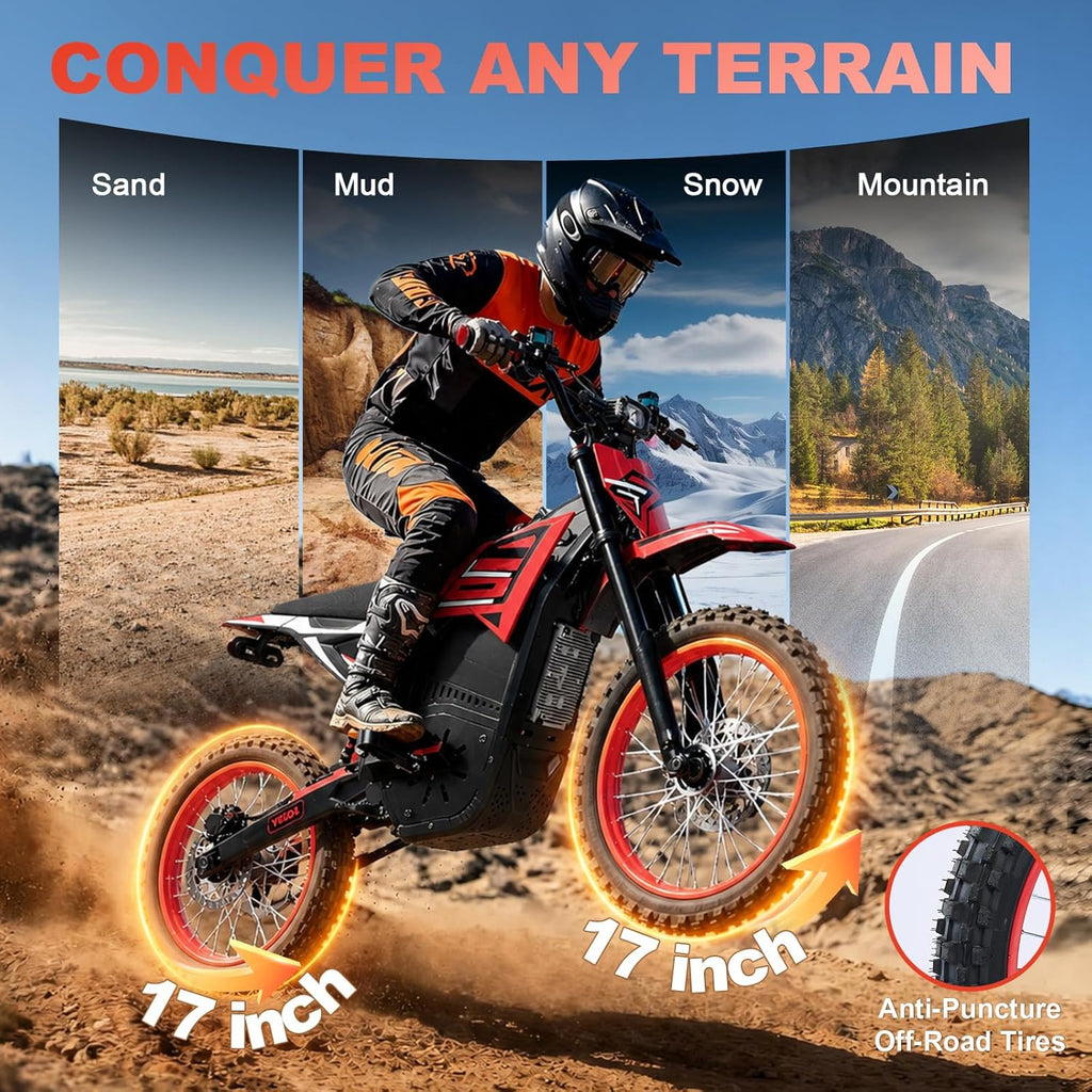 Velox 3000W Electric Dirt Bike for Adults, 17" Electric Bike, 37MPH Electric Motorcycle for Teens