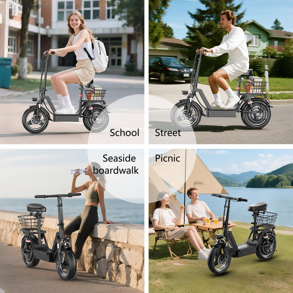 Electric Scooter for Adults, 1000W Peak Motor, 35 Miles of Range Scooter with Seat, 25 MPH