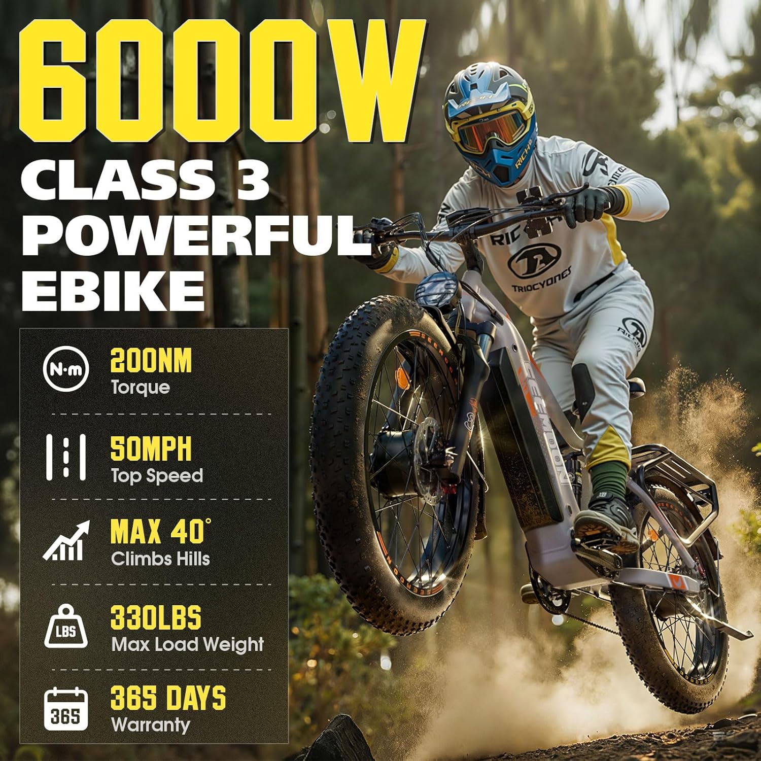 6000W Electric Bike,Max 50 MPH up to 150Mile Dual Motor Ebike for Adults,60V