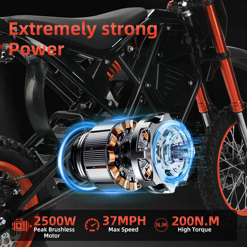 2500W/4000W Electric Dirt Bike for Teens & Adults - 37/40MPH Off-Road EBike