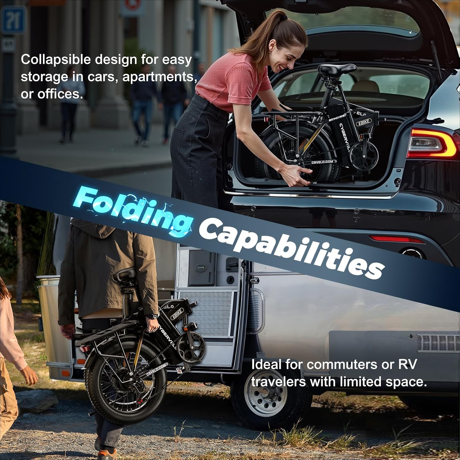 1000W Folding Electric Bike, 48V 20AH Large Removable