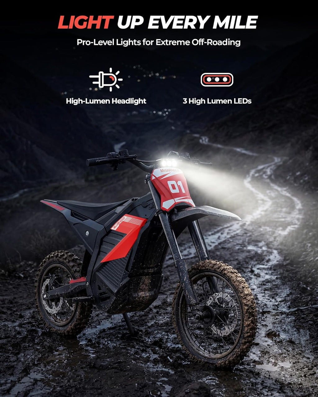 D2 Lite 3550W Peak Electric Dirt Bike, 48V/23.4AH