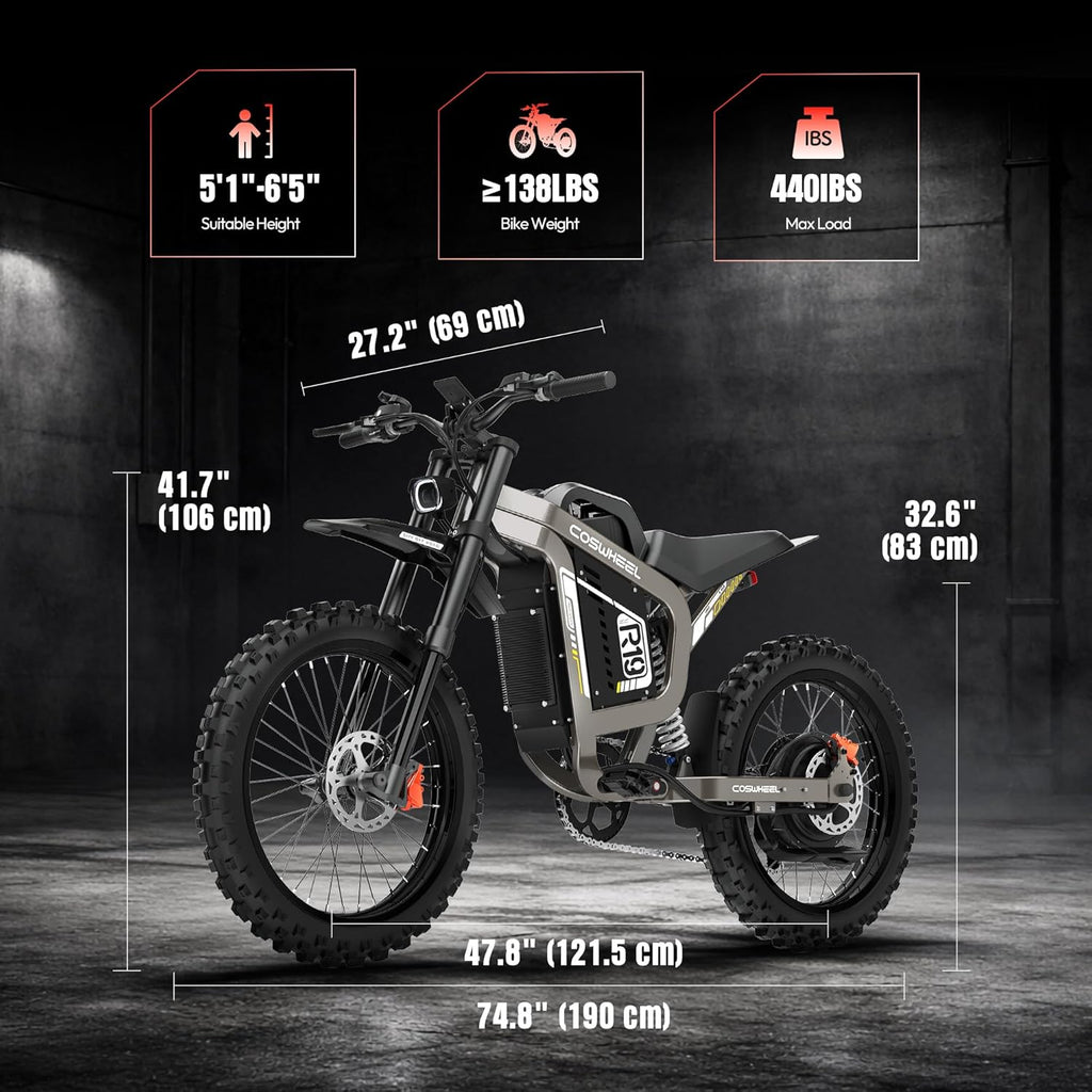 Electric Dirt Bike for Adults, 9000W Peak Motor Electric Motorcycle