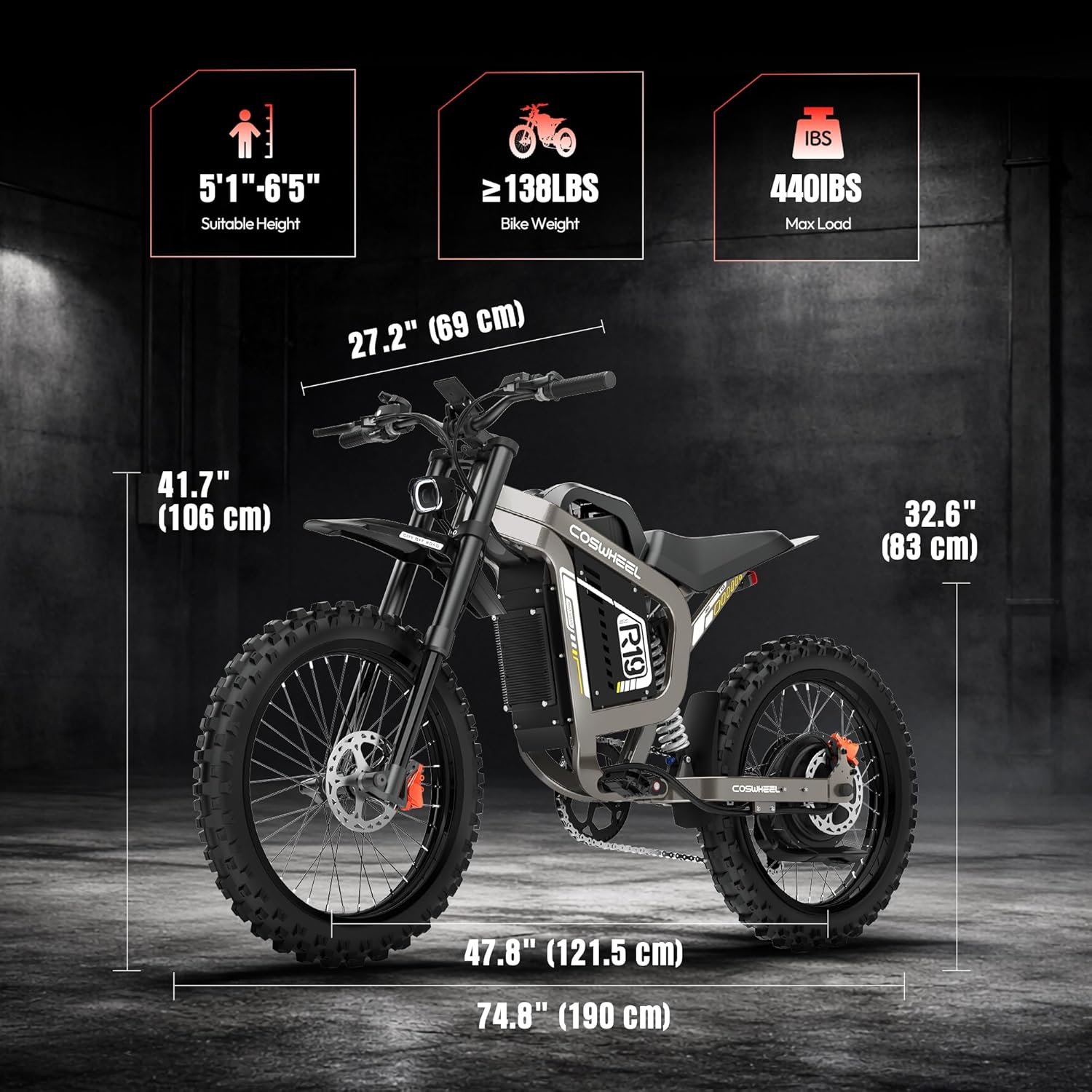Electric Dirt Bike for Adults, 9000W Peak Motor Electric Motorcycle