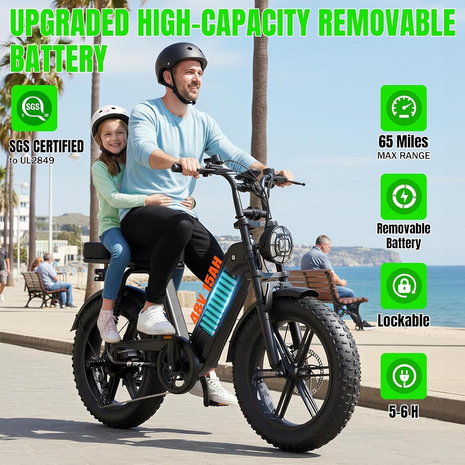 Electric Bike for Adults 1500W Peak 20" Fat Tire All-Terrain E-Bike 60/110 Miles Electric Dirt Bike