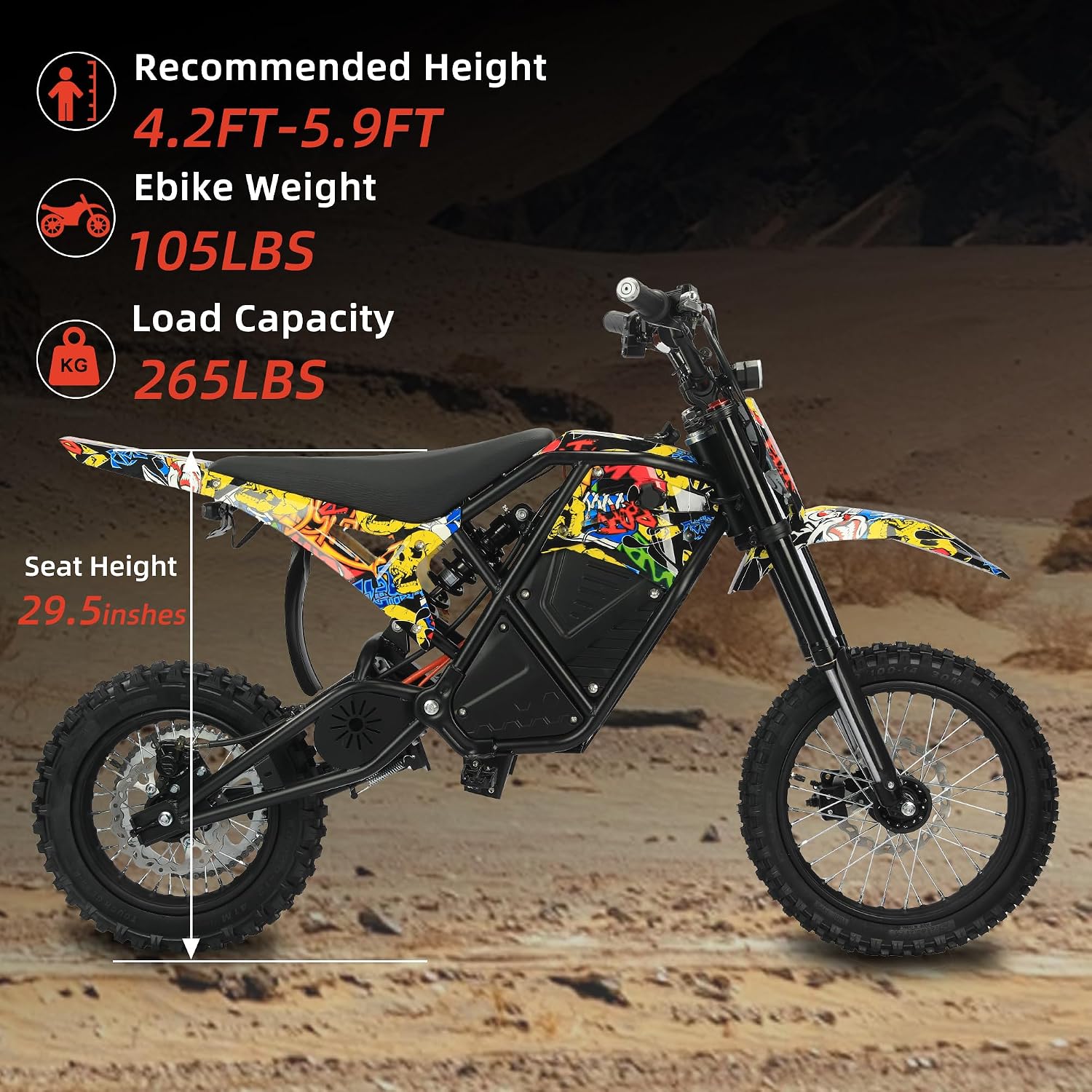 2500W/4000W Electric Dirt Bike for Teens & Adults - 37/40MPH Off-Road EBike