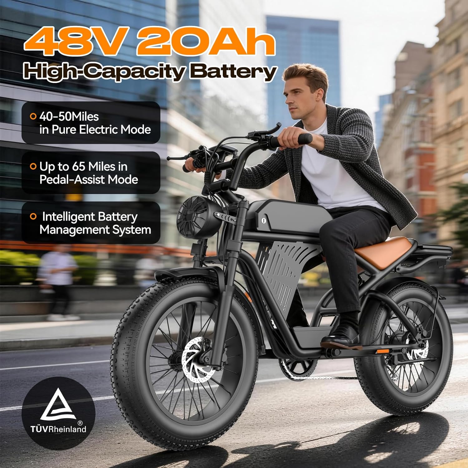 2500W Peak Electric Dirt Bike for Adults,100 Miles,32MPH Off-Road Ebike with 48V 20Ah