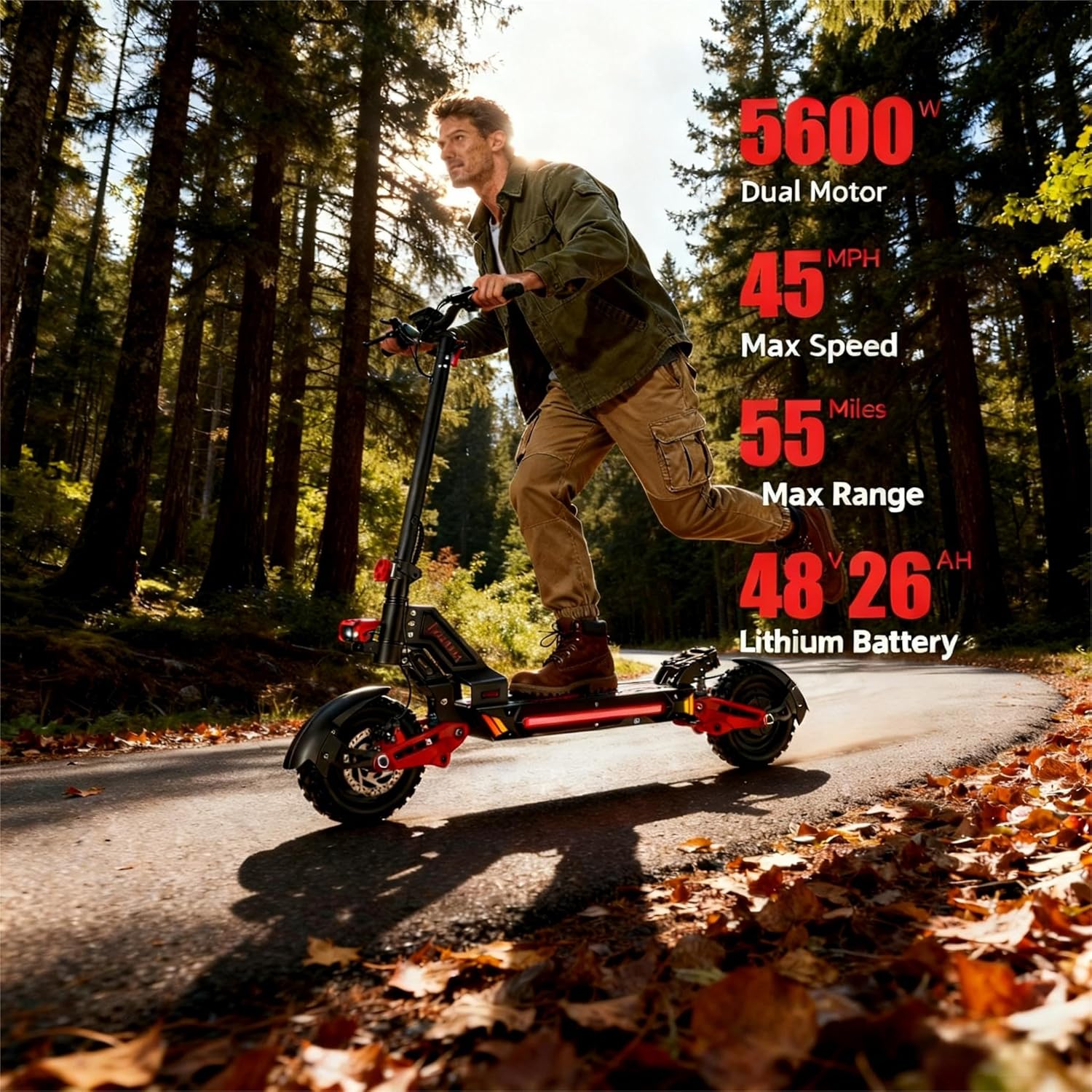 5600W Dual Motor Electric Scooter for Adults, 48V26AH Lithium