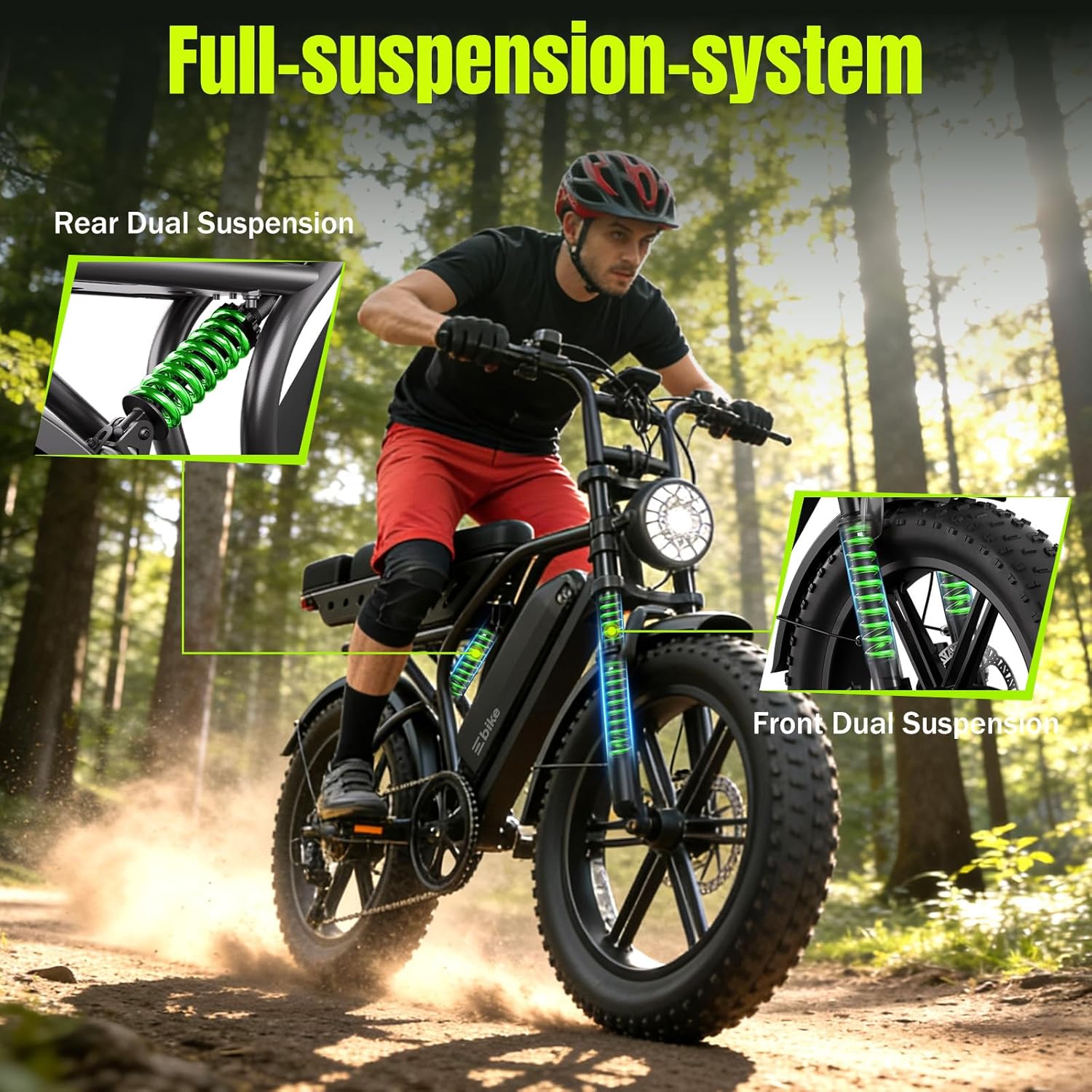 Electric Bike for Adults 1500W Peak 20" Fat Tire All-Terrain E-Bike 60/130 Miles