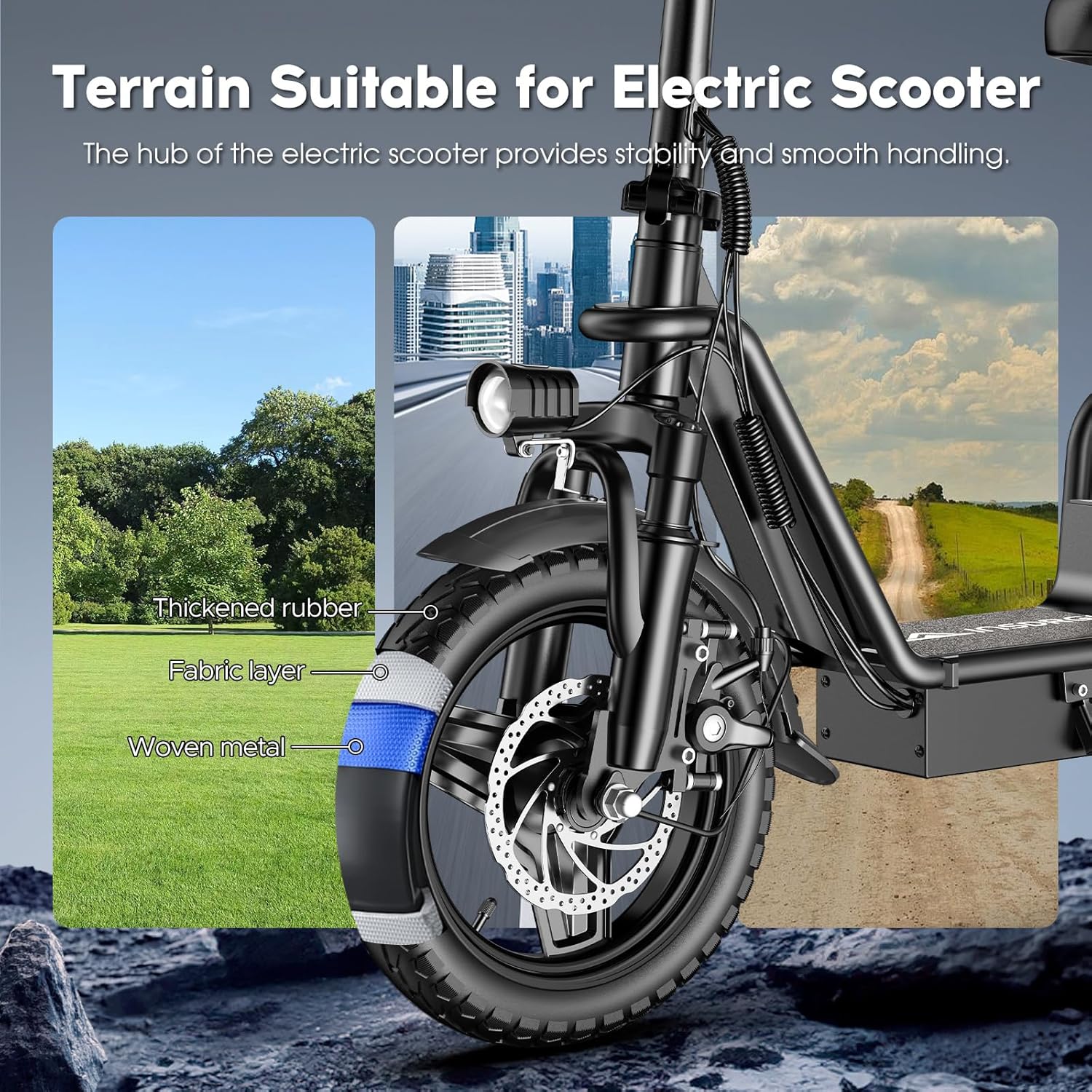 Electric Scooter with Seat for Adults,1000W Peak Power, 35 Mile Long Range, 20MPH, 14