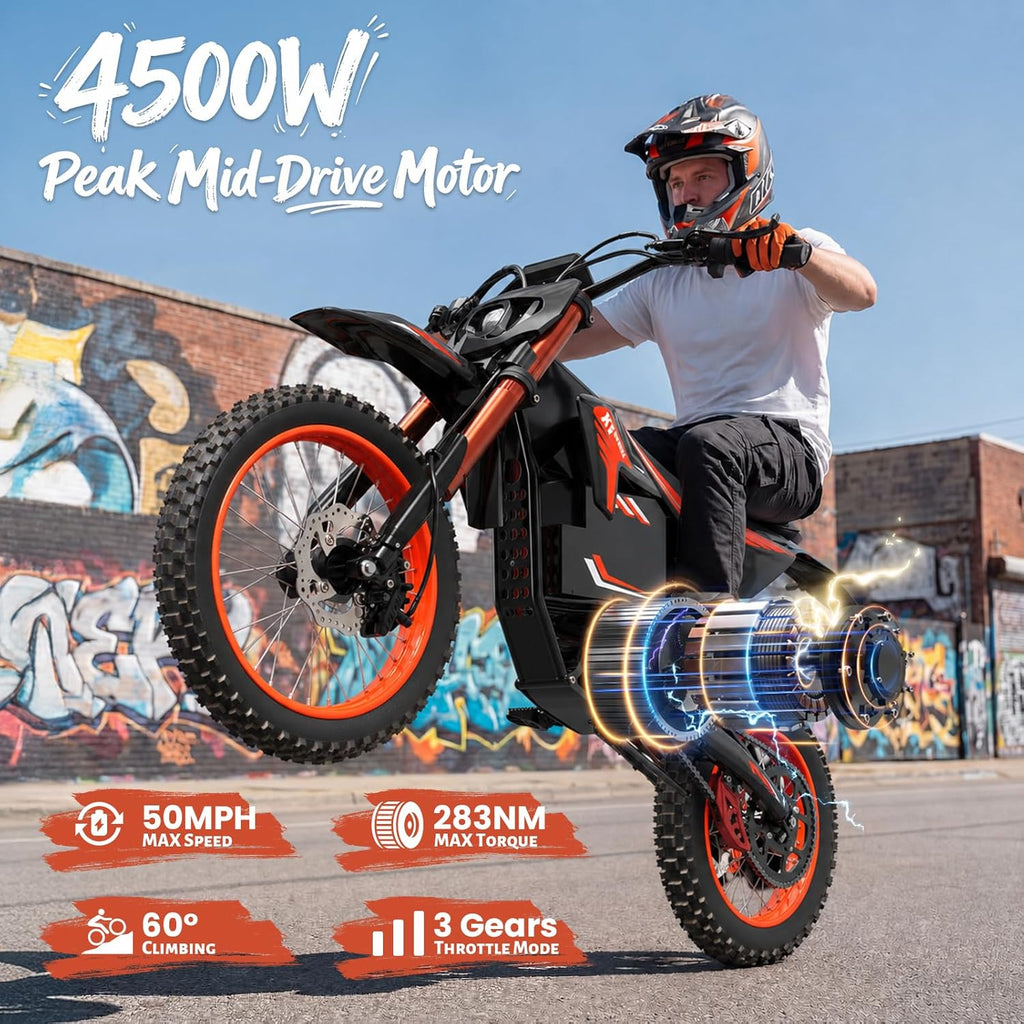 X1 Spark Electric Dirt Bike 4500W, 60V 28.8Ah