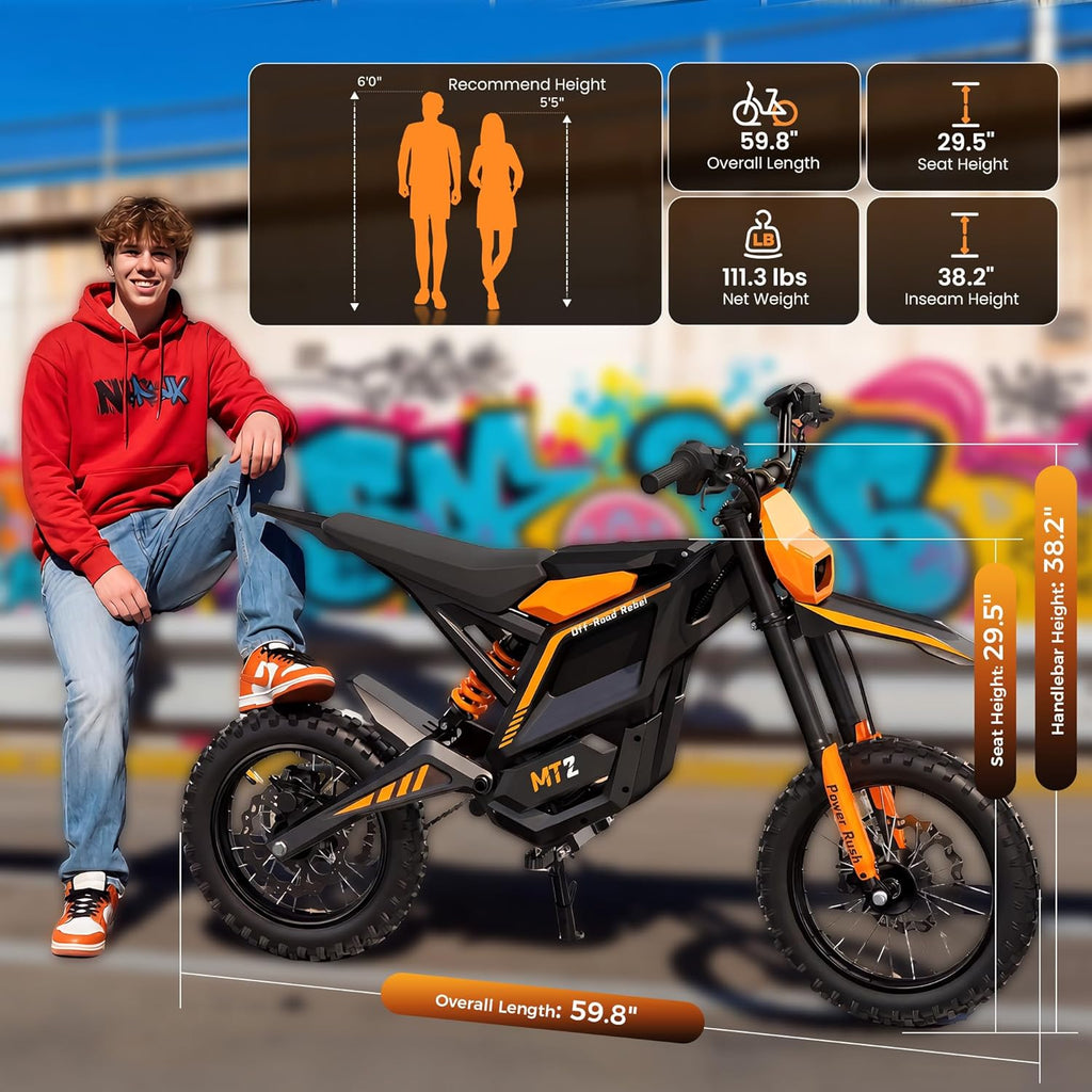 Electric Dirt Bike for Adults Offroad Ebike 𝟮𝟬𝟬𝟬𝗪-𝟱𝟬𝟬𝟬𝗪 Peak 20Ah-27Ah