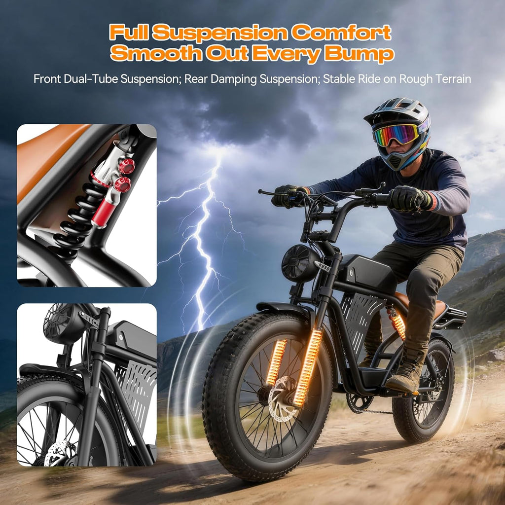 2500W Peak Electric Dirt Bike for Adults,100 Miles,32MPH Off-Road Ebike with 48V 20Ah