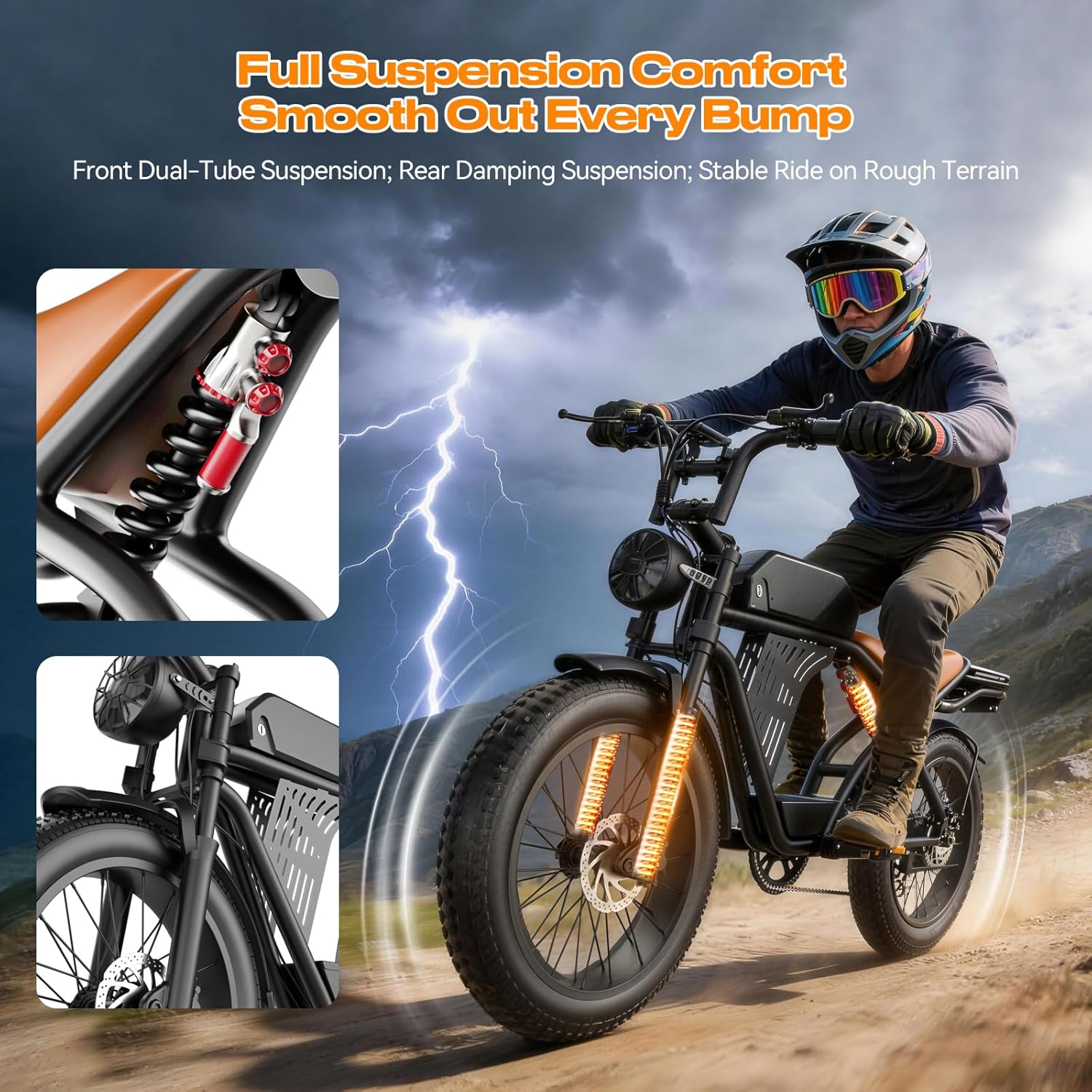 2500W Peak Electric Dirt Bike for Adults,100 Miles,32MPH Off-Road Ebike with 48V 20Ah