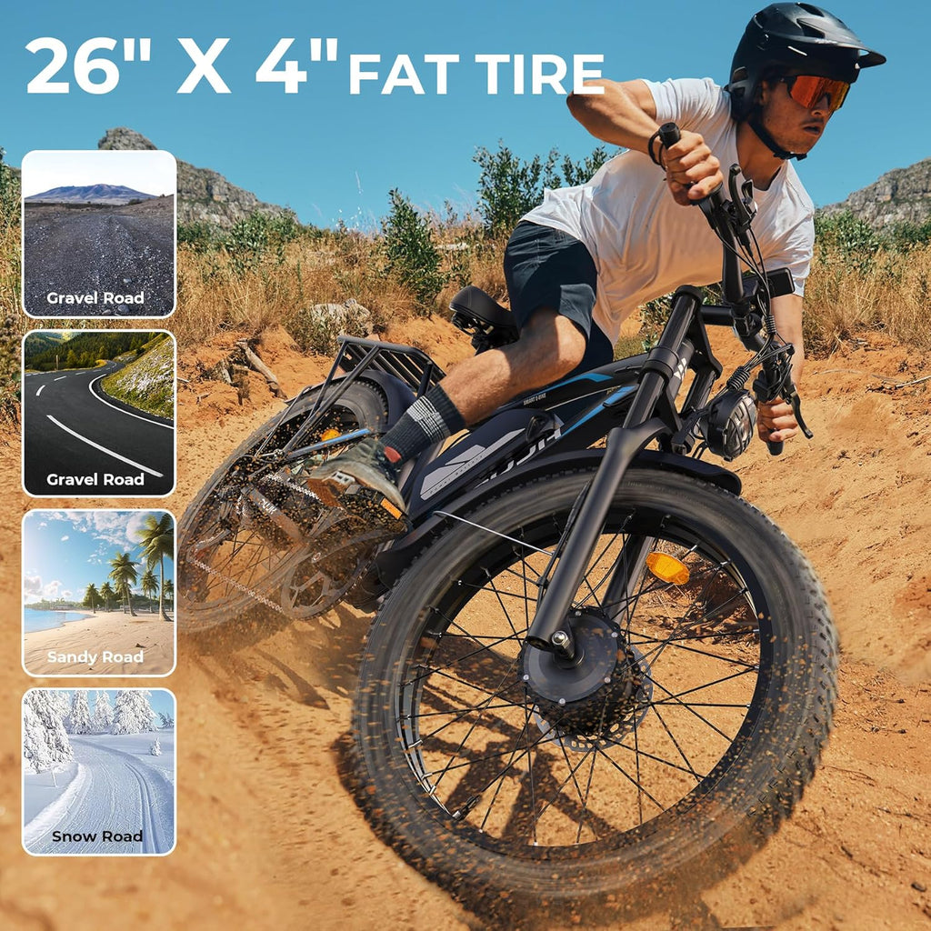 Electric Bike for Adult, 60V 20Ah Dual Motor Ebikes, Max 50MPH Up to 100 Miles