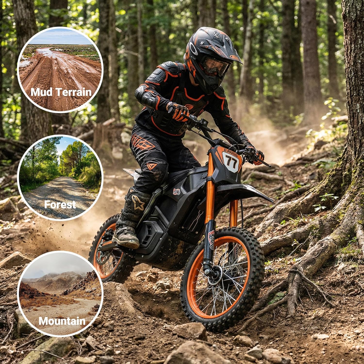 E‑Hawk 3500W Peak Power 48V Electric Dirt Bike for Teens & Adults