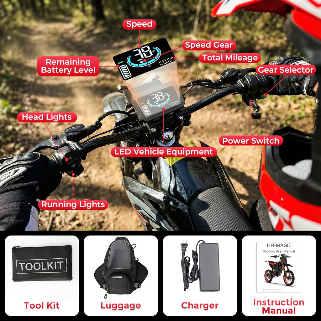 Electric Dirt Bike for Adults, 3600W Motor 50MPH Top Speed, Off-Road Motorcycle